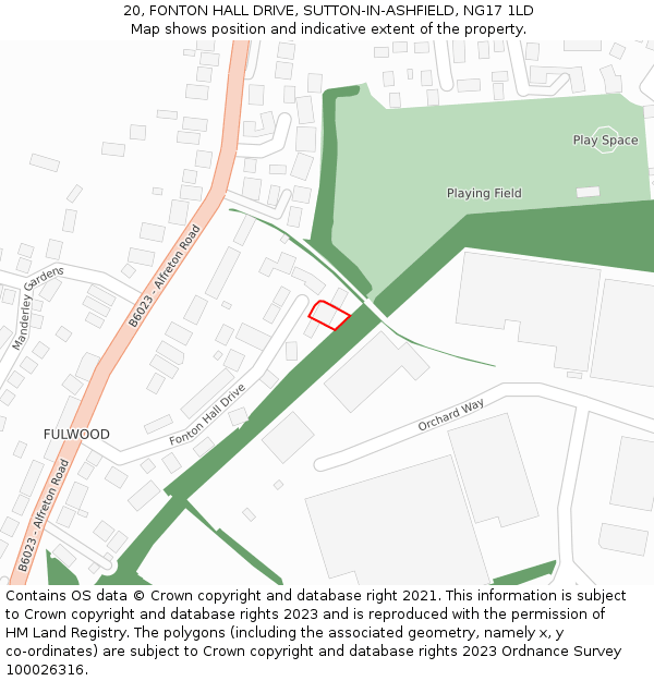20, FONTON HALL DRIVE, SUTTON-IN-ASHFIELD, NG17 1LD: Location map and indicative extent of plot