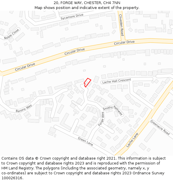20, FORGE WAY, CHESTER, CH4 7NN: Location map and indicative extent of plot