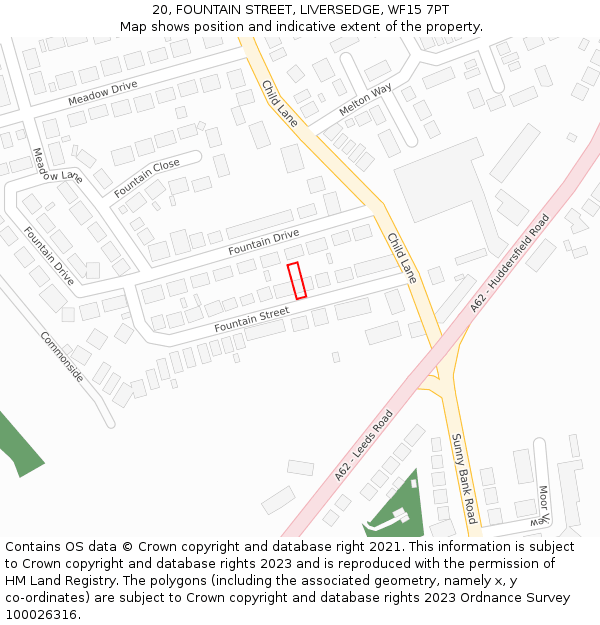 20, FOUNTAIN STREET, LIVERSEDGE, WF15 7PT: Location map and indicative extent of plot
