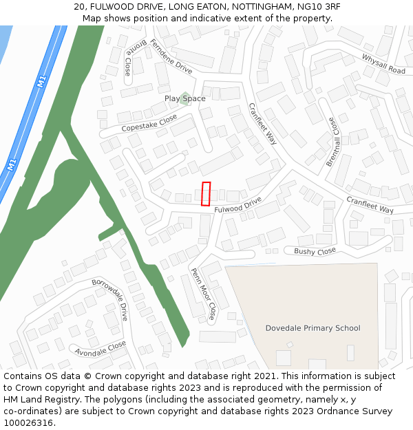 20, FULWOOD DRIVE, LONG EATON, NOTTINGHAM, NG10 3RF: Location map and indicative extent of plot