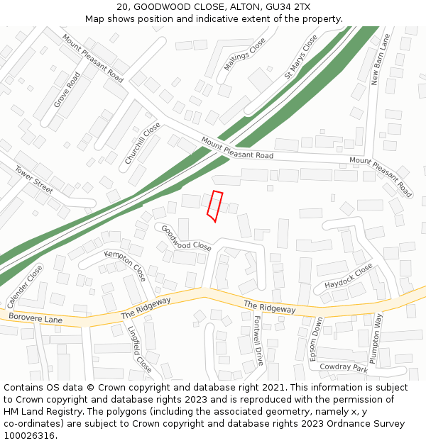 20, GOODWOOD CLOSE, ALTON, GU34 2TX: Location map and indicative extent of plot