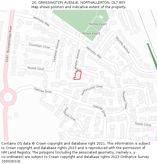 20, GRASSINGTON AVENUE, NORTHALLERTON, DL7 8SY: Location map and indicative extent of plot