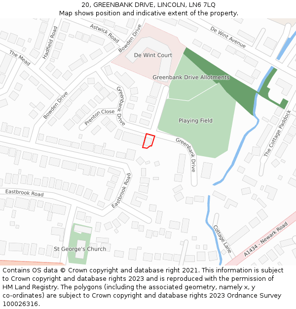 20, GREENBANK DRIVE, LINCOLN, LN6 7LQ: Location map and indicative extent of plot