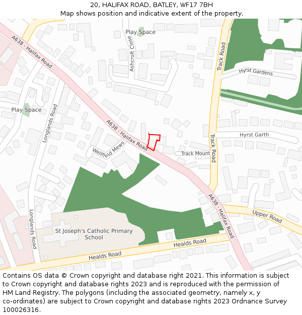 20, HALIFAX ROAD, BATLEY, WF17 7BH: Location map and indicative extent of plot