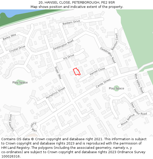 20, HANSEL CLOSE, PETERBOROUGH, PE2 9SR: Location map and indicative extent of plot