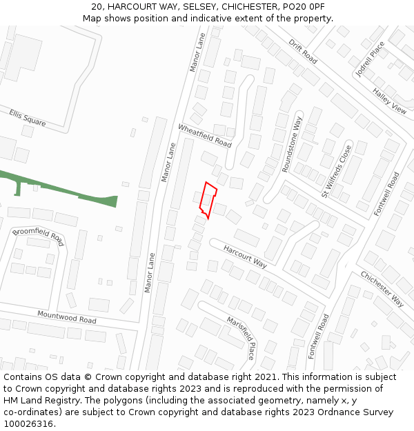 20, HARCOURT WAY, SELSEY, CHICHESTER, PO20 0PF: Location map and indicative extent of plot