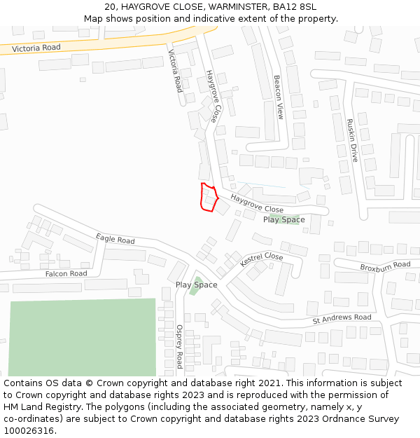 20, HAYGROVE CLOSE, WARMINSTER, BA12 8SL: Location map and indicative extent of plot