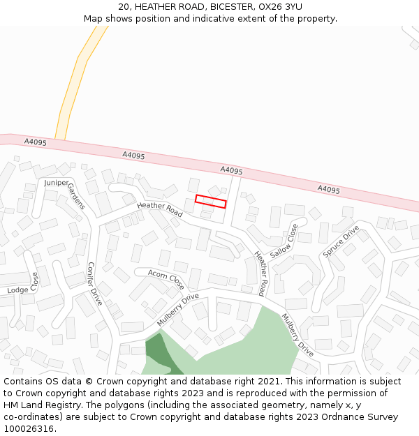 20, HEATHER ROAD, BICESTER, OX26 3YU: Location map and indicative extent of plot