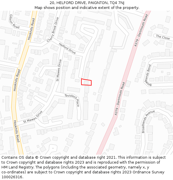 20, HELFORD DRIVE, PAIGNTON, TQ4 7NJ: Location map and indicative extent of plot