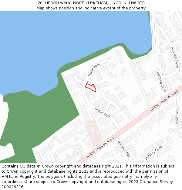 20, HERON WALK, NORTH HYKEHAM, LINCOLN, LN6 9TR: Location map and indicative extent of plot