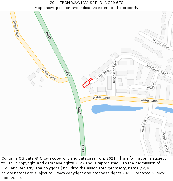 20, HERON WAY, MANSFIELD, NG19 6EQ: Location map and indicative extent of plot