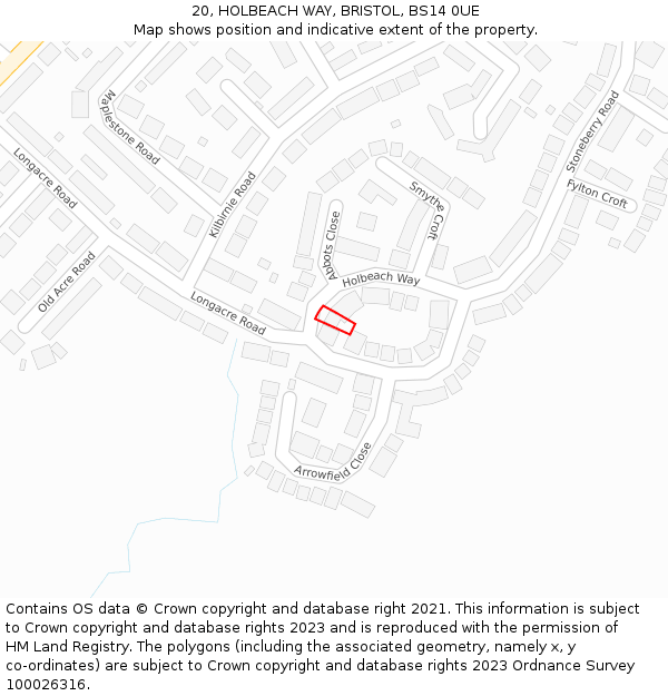 20, HOLBEACH WAY, BRISTOL, BS14 0UE: Location map and indicative extent of plot