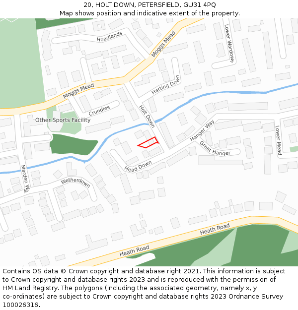 20, HOLT DOWN, PETERSFIELD, GU31 4PQ: Location map and indicative extent of plot