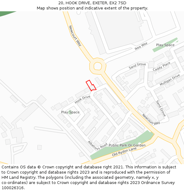 20, HOOK DRIVE, EXETER, EX2 7SD: Location map and indicative extent of plot