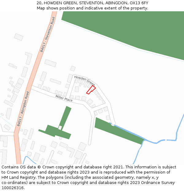 20, HOWDEN GREEN, STEVENTON, ABINGDON, OX13 6FY: Location map and indicative extent of plot