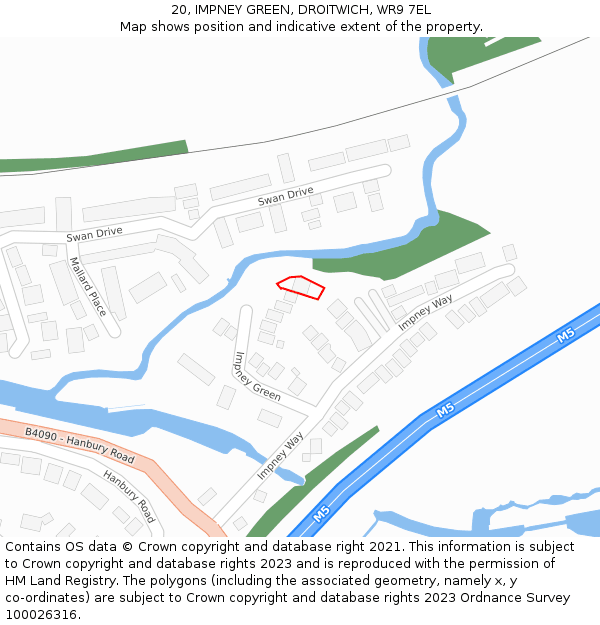 20, IMPNEY GREEN, DROITWICH, WR9 7EL: Location map and indicative extent of plot