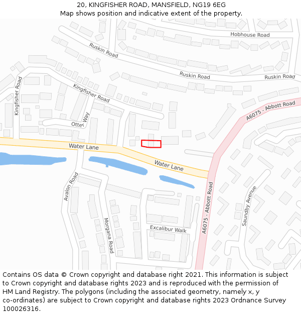 20, KINGFISHER ROAD, MANSFIELD, NG19 6EG: Location map and indicative extent of plot