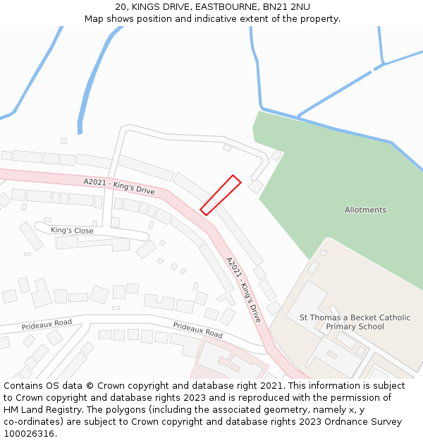 20, KINGS DRIVE, EASTBOURNE, BN21 2NU: Location map and indicative extent of plot