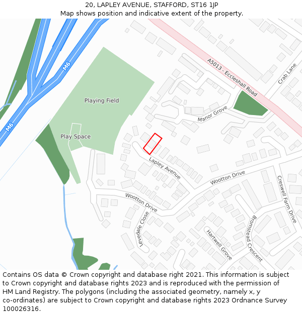 20, LAPLEY AVENUE, STAFFORD, ST16 1JP: Location map and indicative extent of plot
