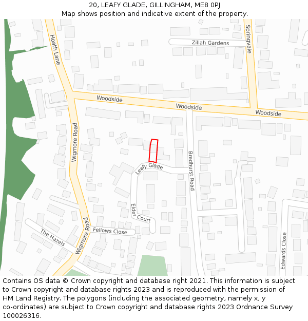 20, LEAFY GLADE, GILLINGHAM, ME8 0PJ: Location map and indicative extent of plot