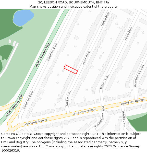 20, LEESON ROAD, BOURNEMOUTH, BH7 7AY: Location map and indicative extent of plot