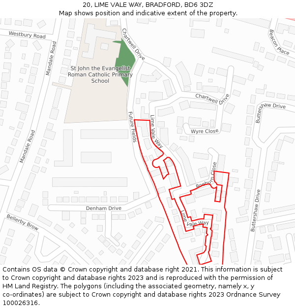 20, LIME VALE WAY, BRADFORD, BD6 3DZ: Location map and indicative extent of plot