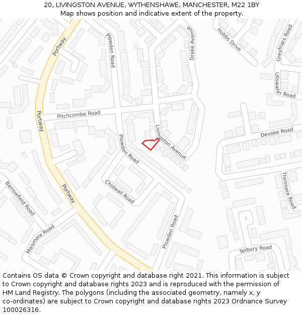 20, LIVINGSTON AVENUE, WYTHENSHAWE, MANCHESTER, M22 1BY: Location map and indicative extent of plot