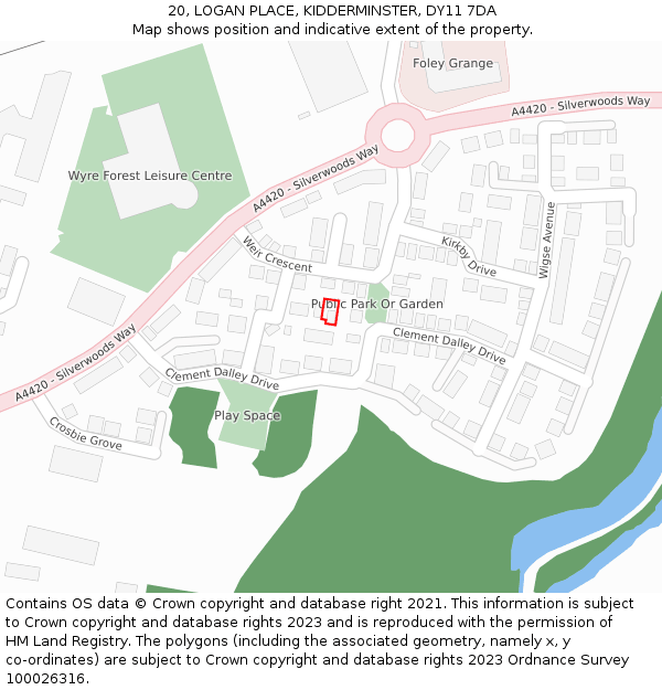 20, LOGAN PLACE, KIDDERMINSTER, DY11 7DA: Location map and indicative extent of plot