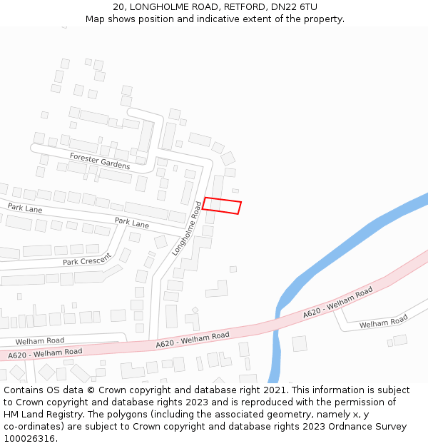 20, LONGHOLME ROAD, RETFORD, DN22 6TU: Location map and indicative extent of plot