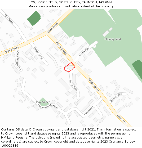 20, LONGS FIELD, NORTH CURRY, TAUNTON, TA3 6NN: Location map and indicative extent of plot