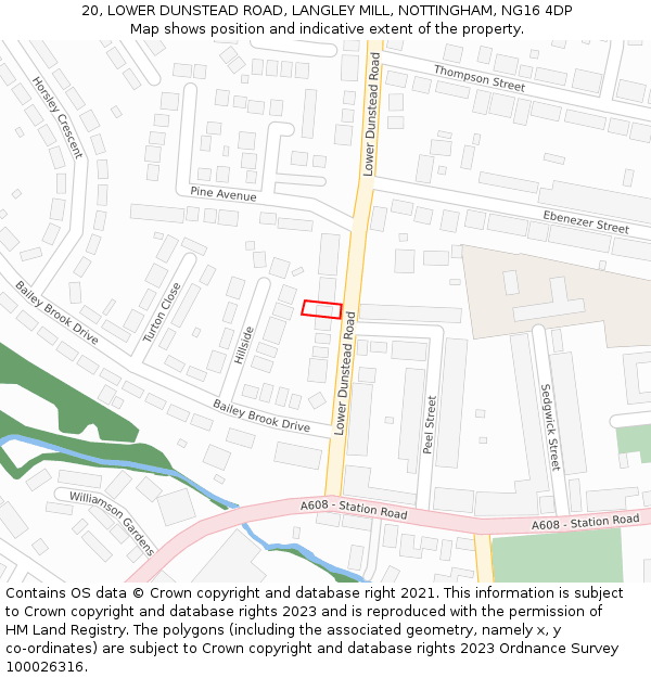 20, LOWER DUNSTEAD ROAD, LANGLEY MILL, NOTTINGHAM, NG16 4DP: Location map and indicative extent of plot