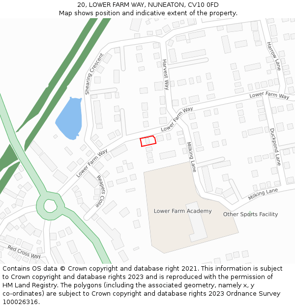 20, LOWER FARM WAY, NUNEATON, CV10 0FD: Location map and indicative extent of plot