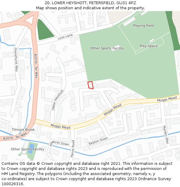20, LOWER HEYSHOTT, PETERSFIELD, GU31 4PZ: Location map and indicative extent of plot