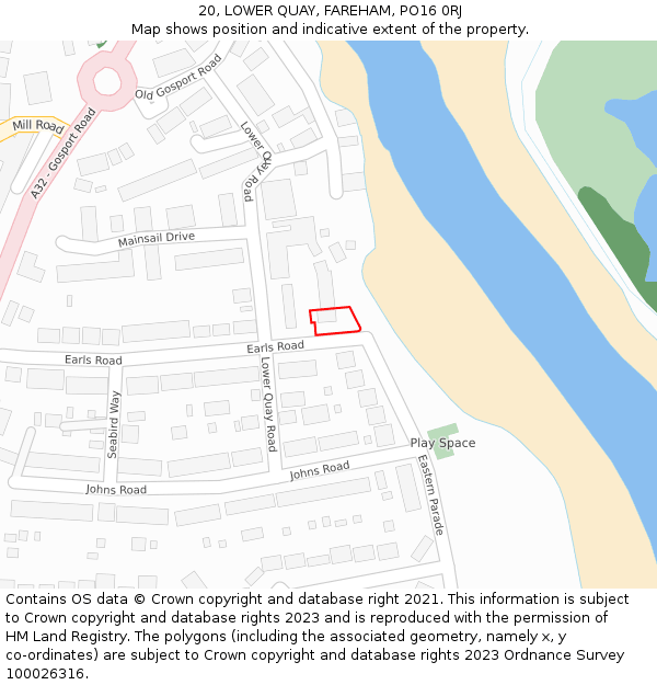 20, LOWER QUAY, FAREHAM, PO16 0RJ: Location map and indicative extent of plot