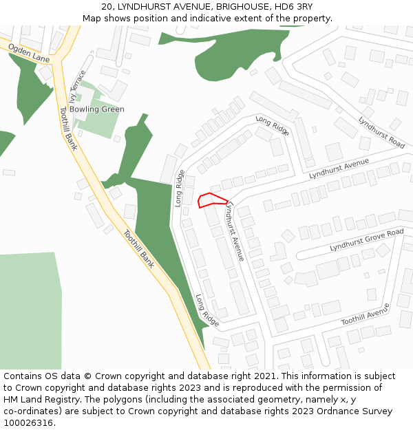 20, LYNDHURST AVENUE, BRIGHOUSE, HD6 3RY: Location map and indicative extent of plot