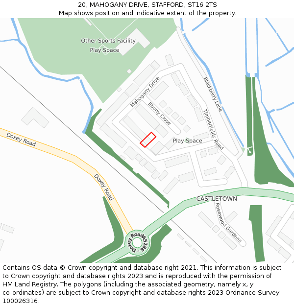 20, MAHOGANY DRIVE, STAFFORD, ST16 2TS: Location map and indicative extent of plot