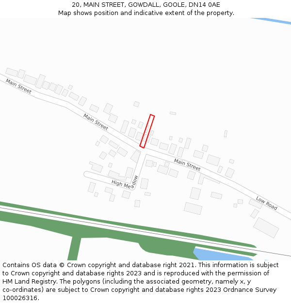 20, MAIN STREET, GOWDALL, GOOLE, DN14 0AE: Location map and indicative extent of plot
