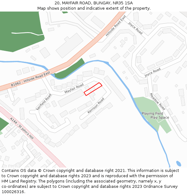 20, MAYFAIR ROAD, BUNGAY, NR35 1SA: Location map and indicative extent of plot