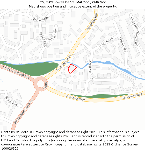 20, MAYFLOWER DRIVE, MALDON, CM9 6XX: Location map and indicative extent of plot