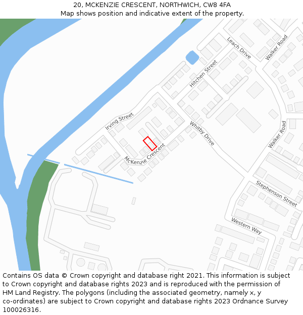 20, MCKENZIE CRESCENT, NORTHWICH, CW8 4FA: Location map and indicative extent of plot