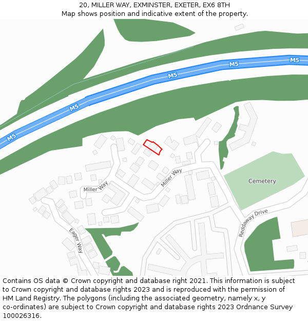 20, MILLER WAY, EXMINSTER, EXETER, EX6 8TH: Location map and indicative extent of plot