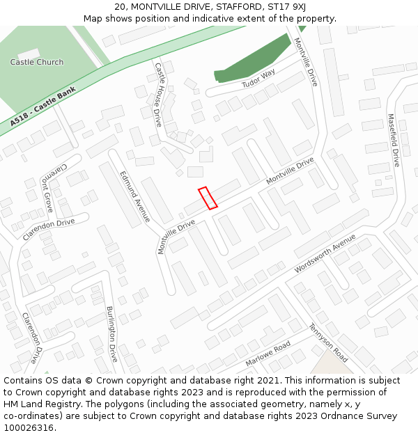 20, MONTVILLE DRIVE, STAFFORD, ST17 9XJ: Location map and indicative extent of plot