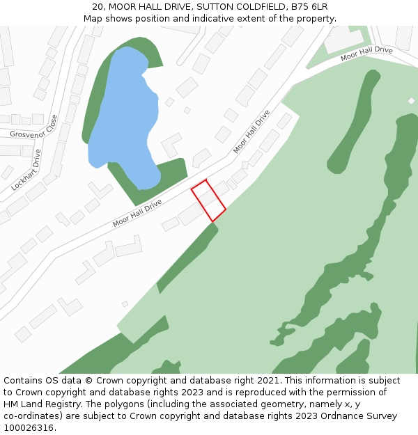 20, MOOR HALL DRIVE, SUTTON COLDFIELD, B75 6LR: Location map and indicative extent of plot