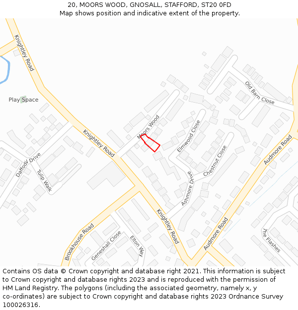 20, MOORS WOOD, GNOSALL, STAFFORD, ST20 0FD: Location map and indicative extent of plot