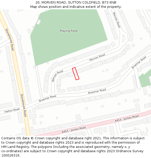 20, MORVEN ROAD, SUTTON COLDFIELD, B73 6NB: Location map and indicative extent of plot