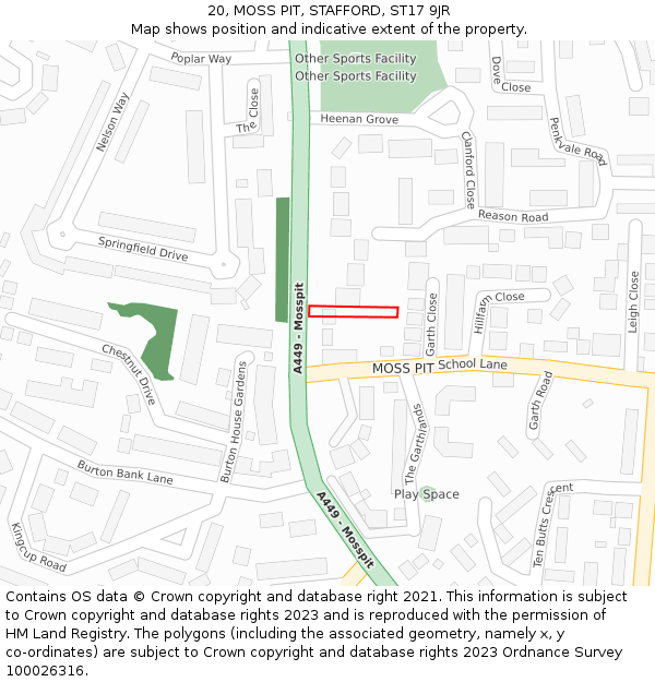 20, MOSS PIT, STAFFORD, ST17 9JR: Location map and indicative extent of plot