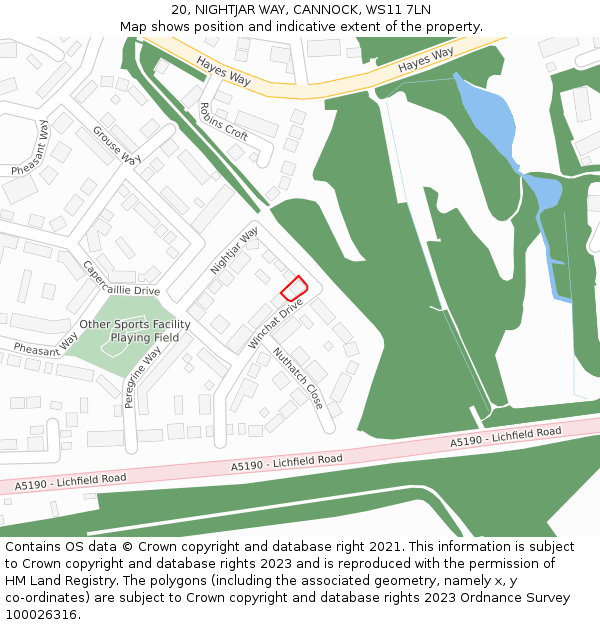 20, NIGHTJAR WAY, CANNOCK, WS11 7LN: Location map and indicative extent of plot
