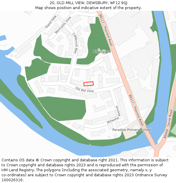 20, OLD MILL VIEW, DEWSBURY, WF12 9QJ: Location map and indicative extent of plot