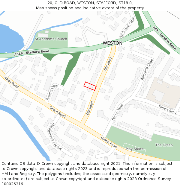 20, OLD ROAD, WESTON, STAFFORD, ST18 0JJ: Location map and indicative extent of plot