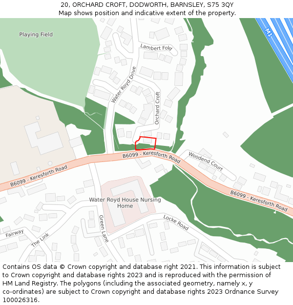 20, ORCHARD CROFT, DODWORTH, BARNSLEY, S75 3QY: Location map and indicative extent of plot